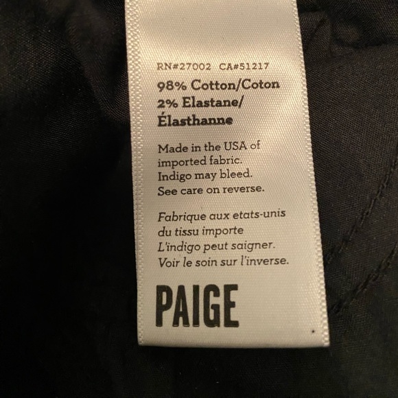 PAIGE Black Cotton Blue Stripe Denim Jeans Size 28 - Picture 4 of 7